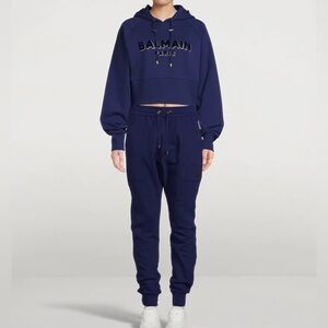 Balmain Deep Blue Jumpsuit with Hoodie
